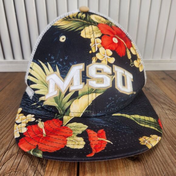 The Game MSU Bobcats Trucker Hat Cap Snapback Hawaiian Floral Montana State Mesh - Picture 2 of 10